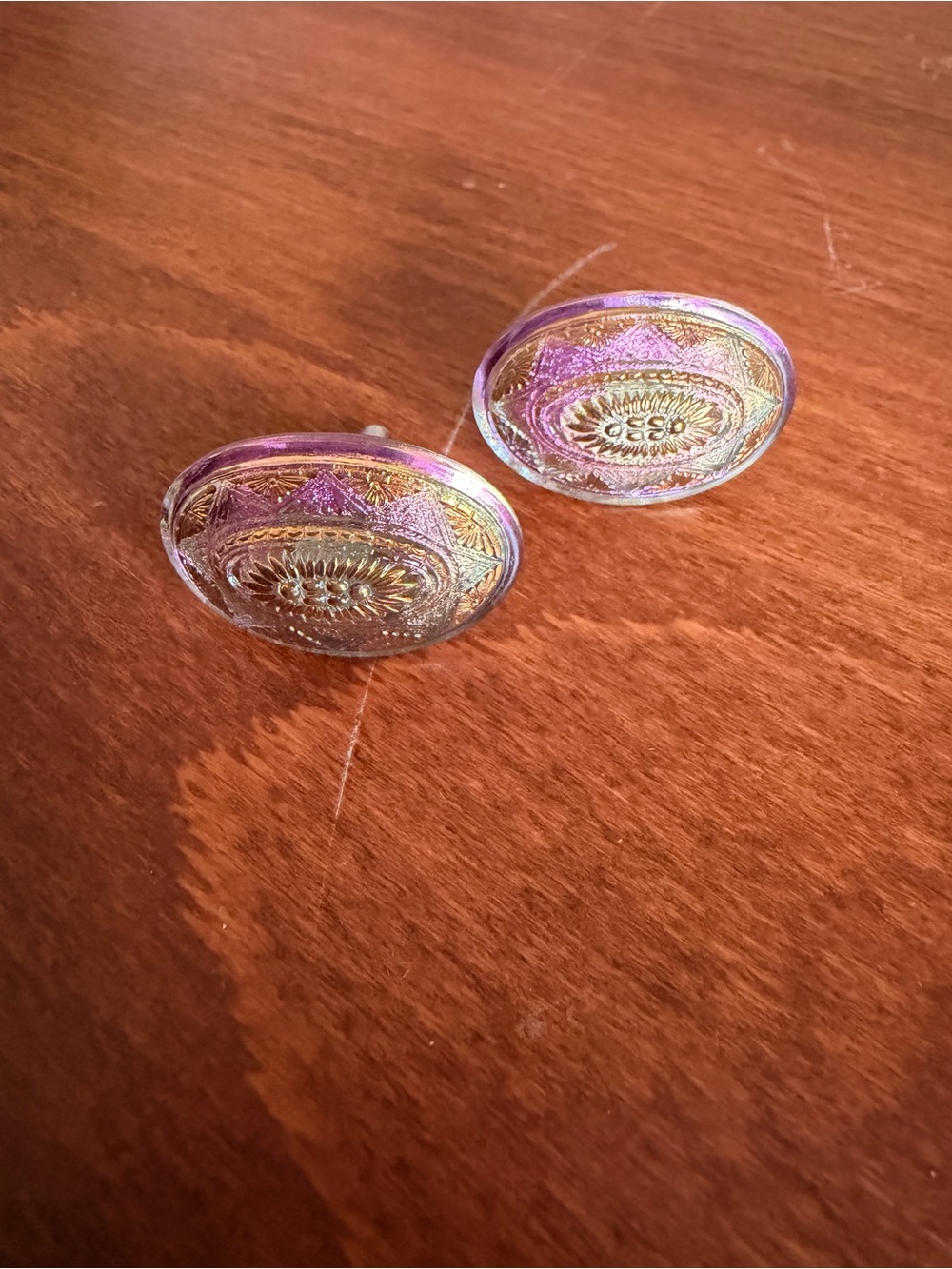 Source Unknown Purple and Gold Oval Decorative Cuff Links